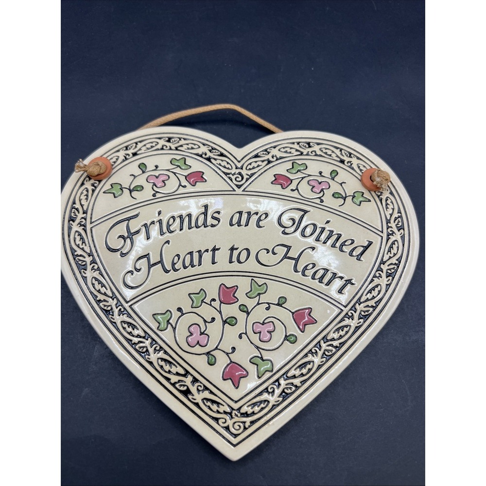Spooner Creek Designs Macone 7"‎ Clay Wall Plaque Art Friend Flowers Heart 1993